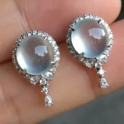 Elegant White Moonlight Simulated Gemstone Stud Earrings