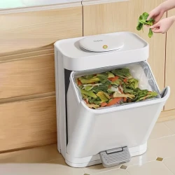 Foot Pedal Trash Can - 8.8L2.3Gal Space-Saving Waste Bin with Secure Lid