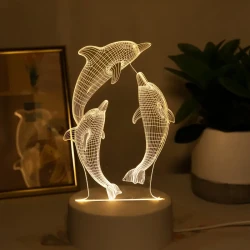 3D Glowing Dolphin Creative Night Light