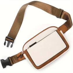 Stylish PU Leather Crossbody Waist Bag - Durable & Ultra-Lightweight with Quick-Adjust Strap for Outdoor Sports, Fitness, Hiking, Running, and Travel