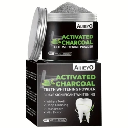 AIJIEYO Activated Charcoal Teeth Whitening Powder - Natural Tooth Polish for Deep Cleaning, Plaque Removal, and Fresh Breath