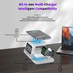 15W Multi-Function Wireless Charger with Clock & TWS Charging