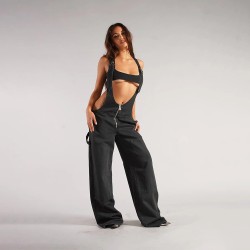 Overalls With Pockets Fashion Loose Jumpsuit