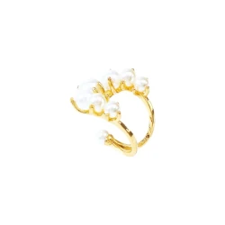 Fashion Big Geometric Pearl Paved Rings For Women