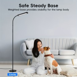 MediAcous Floor Lamp – LED Floor Lamp for Living Room, 5 Colors & Brightness, Stepless Adjustable, Standing Lamp with 1-Hour Timer, Remote & Button Control, Dimmable Reading Floor Lights, Works with Wall Switch