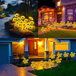 Solar-Powered Sunflower Garden Stakes – 2 Packs of 6 LED Sunflower Lights for Outdoor Decorations