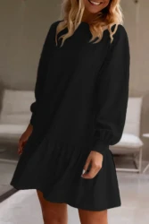 Long Sleeve Sweater Dress Women's Knee-length