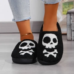 Halloween Comfortable Home Skull Cotton Slippers