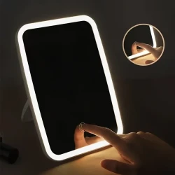 LED Makeup Mirror with Touch Sensor - 3 Color Modes, Portable & Rechargeable