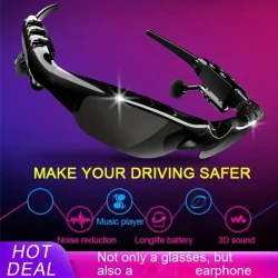 Smart Driving Glasses with Wireless Headphones - Stereo Sound for Music, Calls & Navigation