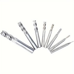 8pcs HSS Straight End Mill Set 4 Flutes, 1/16" to 1/2" Precise Milling Cutter Bits For Metal, Wood Plastic Durable Versatile