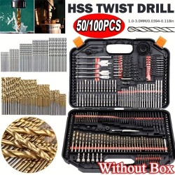 50Pcs Titanium Coated HSS High Speed Steel Drill Bit Set - Industrial Cutting Tools - Drill Bits - Power Tool Accessories