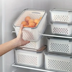 Refrigerator Storage Box - Fridge Organizer for Fresh Vegetables & Fruits