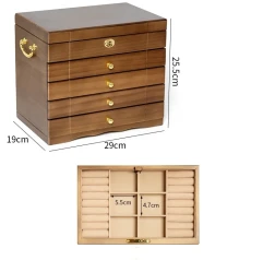 Solid Wood Jewelry Box Retro With Lock Wooden Storage Exquisite