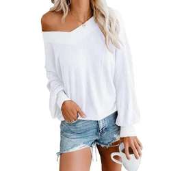 New V-Neck T-Shirt Long-Sleeved Women's Blouse Sweater