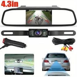 10.92cm Backup Camera Mirror with 7 LED Night Vision - Rear View Reverse Monitor Parking Kit