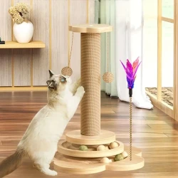 Solid Wood Standing Cat Scratcher