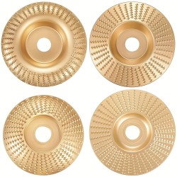 3pcs Wood Carving Disc Set – 4-1/2 Inch Attachments with 5/8 Inch Arbor – Grinding Wheel for Grinding and Shaping – Golden