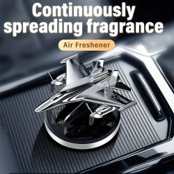 Solar-Powered Airplane Car Freshener - Silvery Metal Vent Clip Perfume