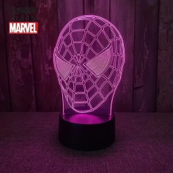 Marvel Heroes 3D USB Night Light with Remote - Multi-Color Acrylic Bedside Decor