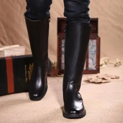 Men's Solid Color Minimalist Leather Long Boots